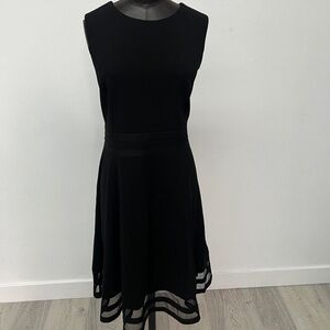 Classic Black Fit & Flare Dress | Sleeveless Little Black Dress | Sheer Hem